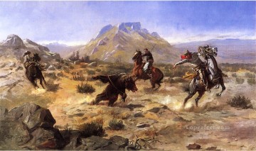 Capturando al vaquero Grizzly Charles Marion Russell Indiana Pinturas al óleo